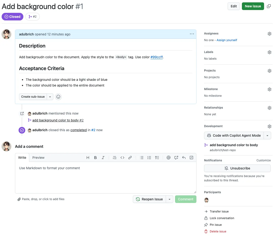 GitHub Issue Closed