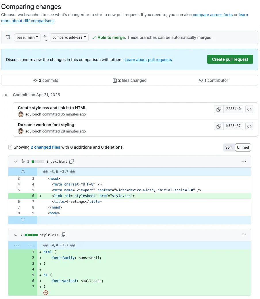 GitHub Create Pull Request