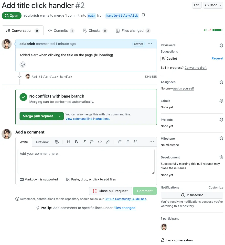 GitHub Conversation Tab