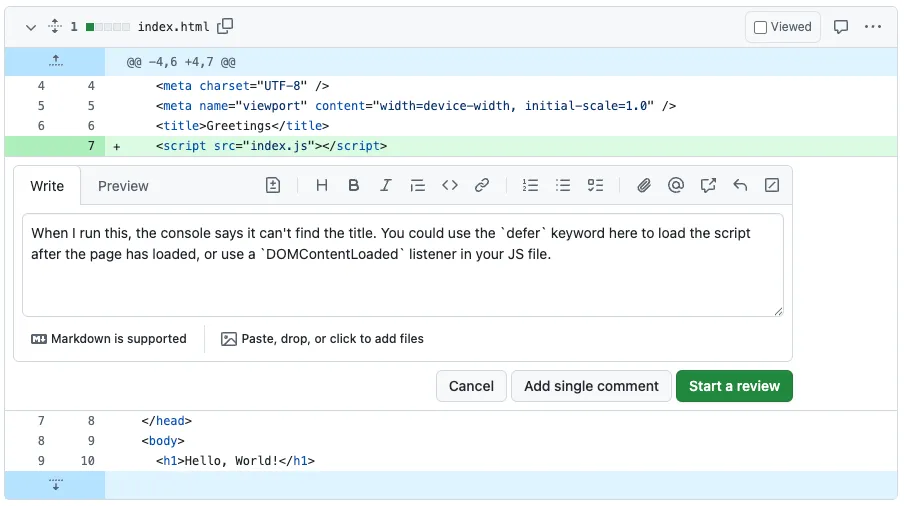 GitHub Add Comment