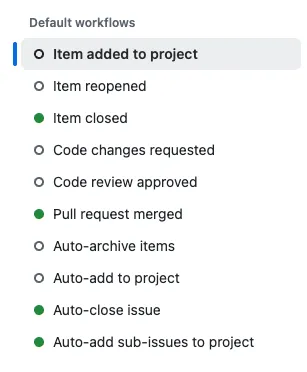 GitHub Project Workflows